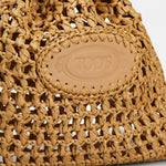 Mini Bucket Bag in Raffia and Leather