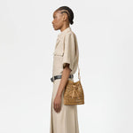 Mini Bucket Bag in Raffia and Leather