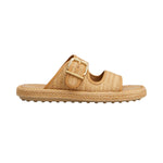 Double Strap Raffia Buckle Slides