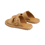 Double Strap Raffia Buckle Slides
