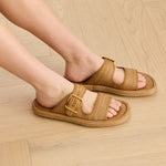 Double Strap Raffia Buckle Slides