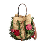 Crossbody Raffia Cactus Floral Bag