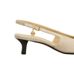 Slingback Pumps in Canvas and Leather
