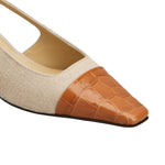 Slingback Pumps in Canvas and Leather