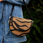 Frayme Medium Flap Raffia Shoulder Bag