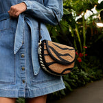 Frayme Medium Flap Raffia Shoulder Bag