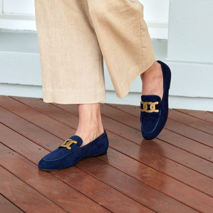 Kate Chain Link Suede Loafers