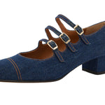 Kina Denim Triple Strap 40mm Mary Jane