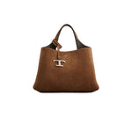 Logo Charm Suede Micro Tote Bag