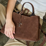 Logo Charm Suede Micro Tote Bag