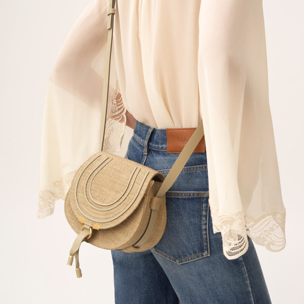 Marcie Raffia Small Saddle Bag