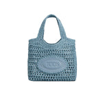 Raffia and Leather Mini Shopping Bag
