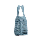 Raffia and Leather Mini Shopping Bag