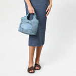 Raffia and Leather Mini Shopping Bag