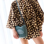 Raffia and Leather Mini Shopping Bag