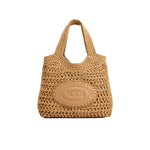 Raffia and Leather Mini Shopping Bag