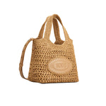 Raffia and Leather Mini Shopping Bag
