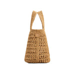 Raffia and Leather Mini Shopping Bag