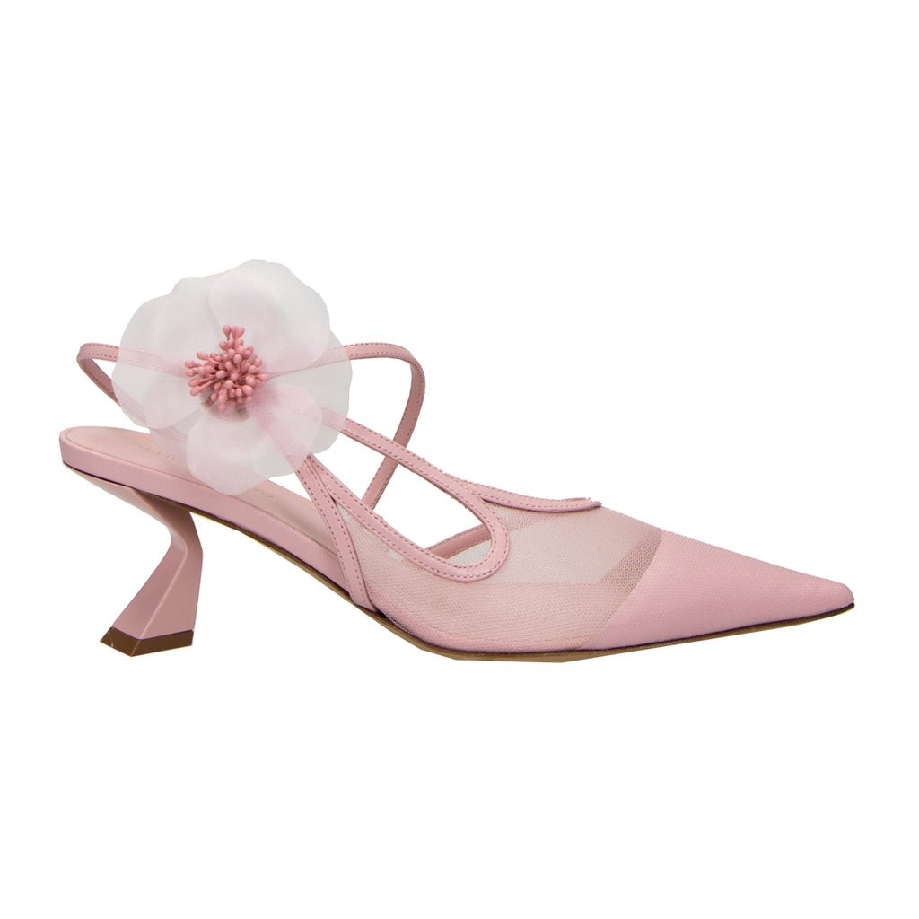 Flower Embellished Mesh Slingback Pump – Maryon's