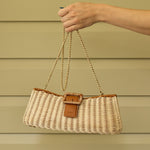 Nathalie Bicolour Wicker Clutch