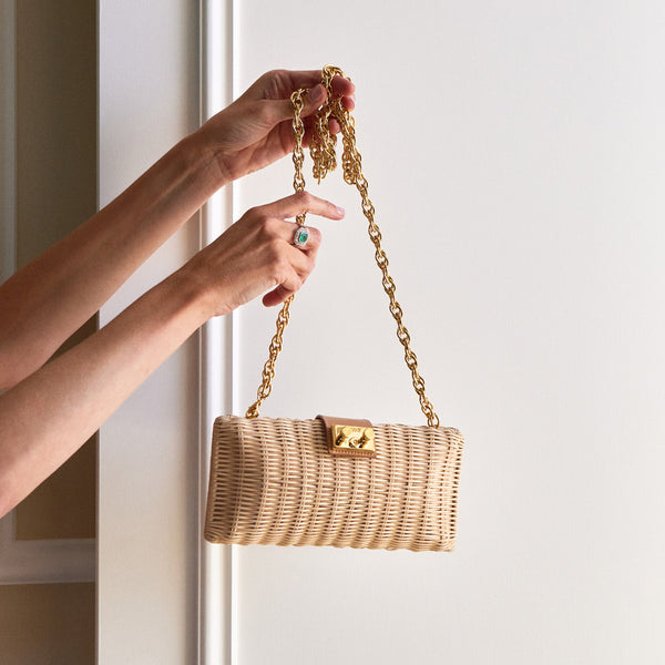 Wicker Paris Clutch with Chain
