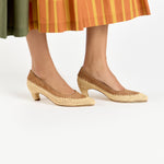Peggy Raffia Suede Mid Heel Pump