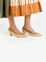 Peggy Raffia Suede Mid Heel Pump