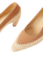 Peggy Raffia Suede Mid Heel Pump