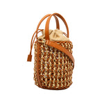 Rebecca Woven Straw Leather Bucket Bag