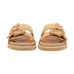 Robin Double Buckle Flat Straw Slides