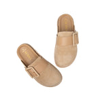 Peggy Wicker Buckle Flat Mules