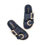 Robin Double Buckle Flat Slides