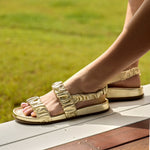 Ruched Flat Leather Sandals