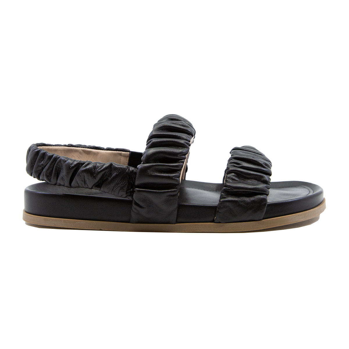 Ruched Flat Leather Sandals