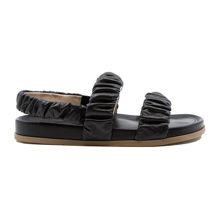 Ruched Flat Leather Sandals