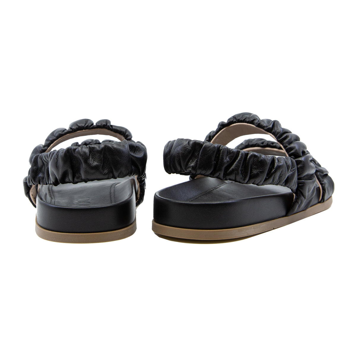 Ruched Flat Leather Sandals