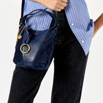 Small Spin Tote Bag Suede Leather Mix