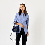 Small Spin Tote Bag Suede Leather Mix