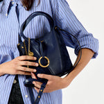 Small Spin Tote Bag Suede Leather Mix