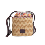 Small Printed Raffia Mix Bucket Bag