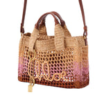 Small Summer Banana Raffia Tote Bag with Strap