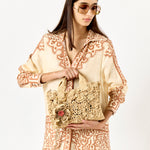 Small Summer Banana Embellished Raffia Tote Bag