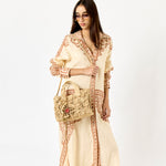Small Summer Banana Embellished Raffia Tote Bag