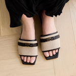 Timeless T Canvas Leather Slides