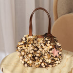 Wood Pom Pom Mini Bag