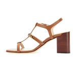 Logo Plaque Multi Strap Mid Heel Sandals