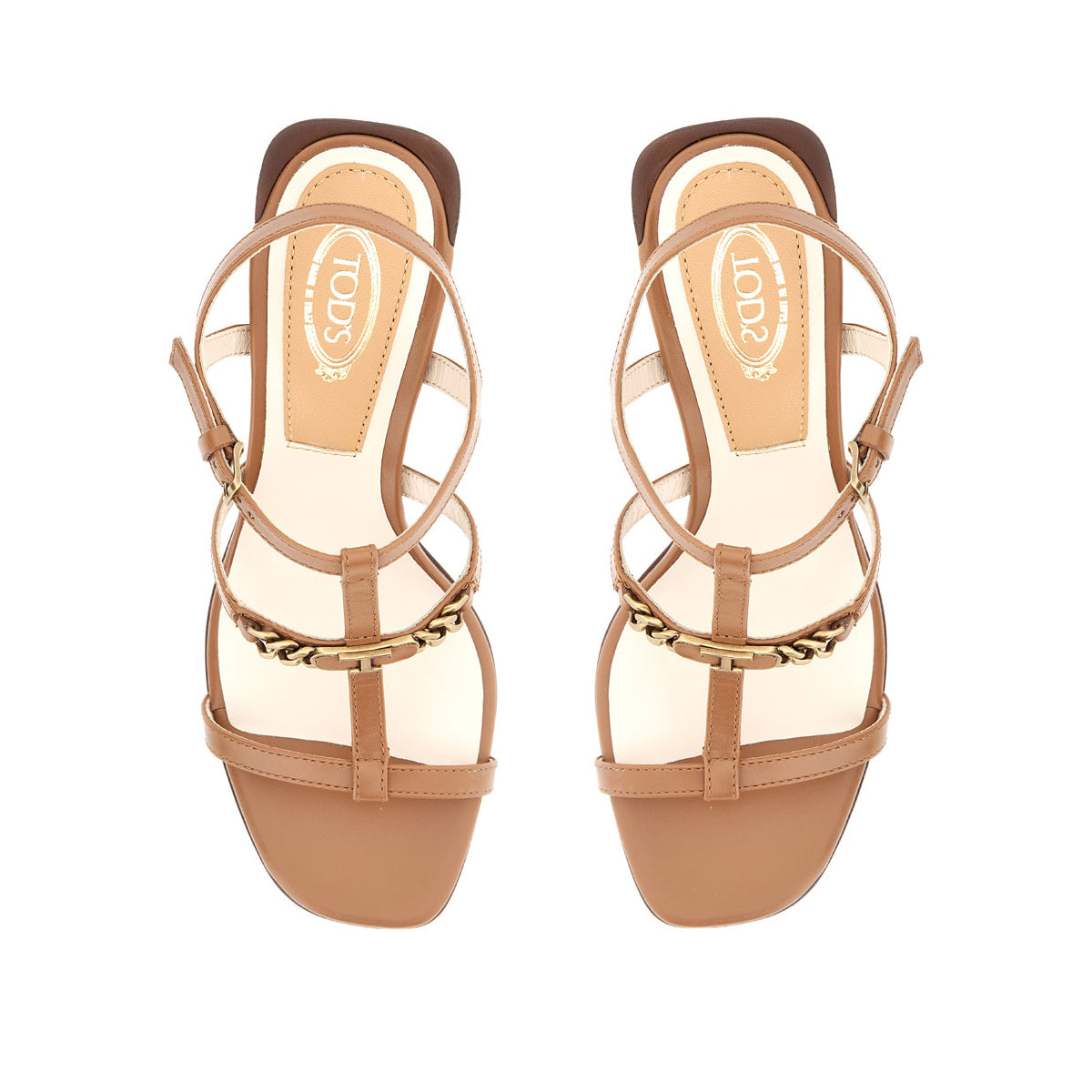 Logo Plaque Multi Strap Mid Heel Sandals