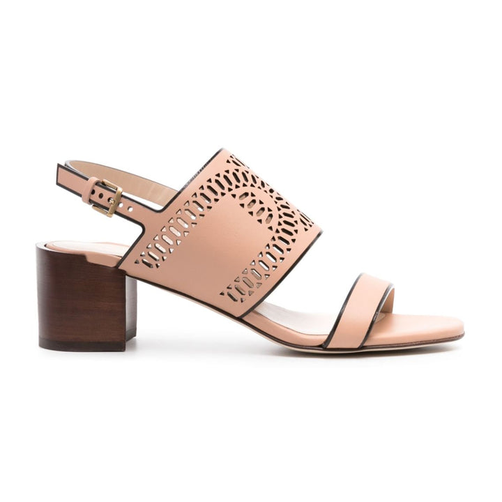 Perforated Logo Mid Heel Sandals