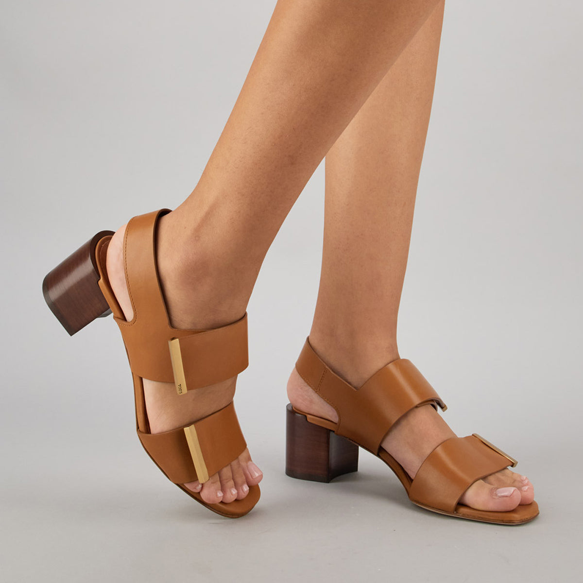 Barrette Double Strap Mid Heel Sandals