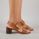 Barrette Double Strap Mid Heel Sandals